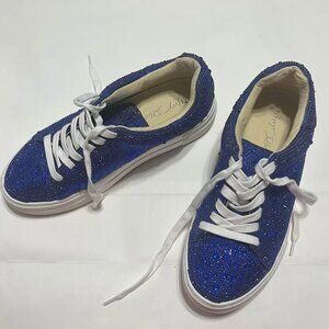 Blue Rhinestone Platform Sneakers